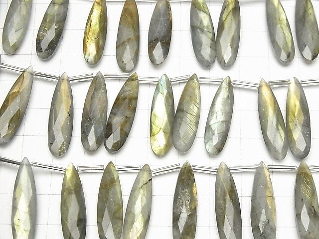 [Video]High Quality Labradorite AA++ Pear shape Faceted Briolette 30x8mm half or 1strand (12pcs )