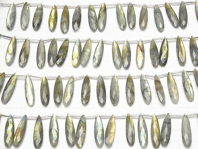 [Video]High Quality Labradorite AA++ Pear shape Faceted Briolette 30x8mm half or 1strand (12pcs )