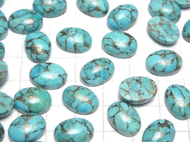 Blue Copper Turquoise AAA Oval Cabochon 14x10mm 2pcs