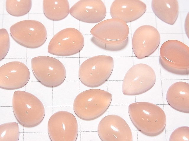 [Video] High Quality Pink Chalcedony AAA Pear shape Cabochon 14x10mm 2pcs