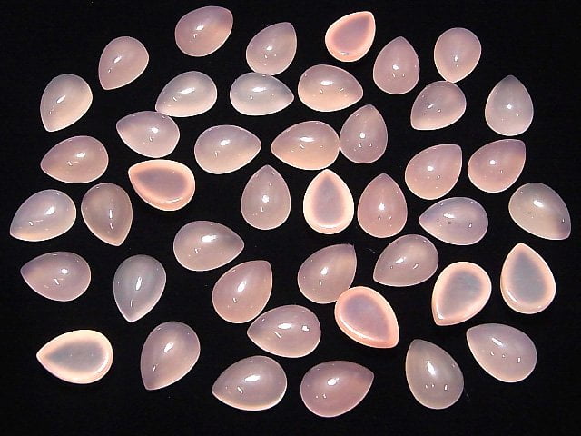 [Video] High Quality Pink Chalcedony AAA Pear shape Cabochon 14x10mm 2pcs