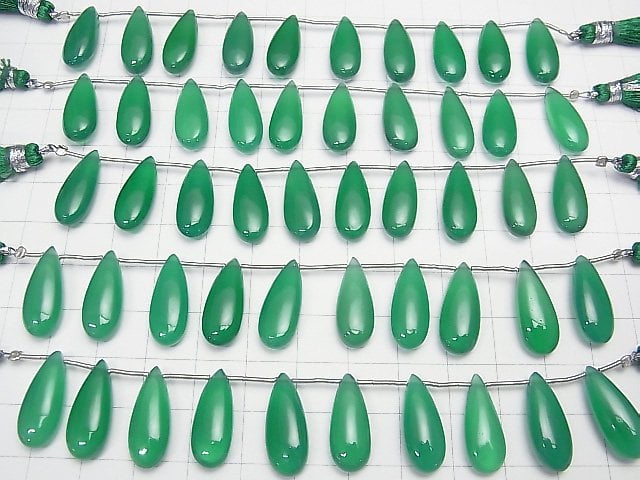 [Video] High Quality Green Onyx AAA Pear shape (Smooth) 20x8mm 1strand (8pcs)