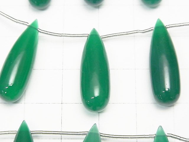 [Video]High Quality Green Onyx AAA Drop (Smooth) 25x8mm 1strand (5pcs )