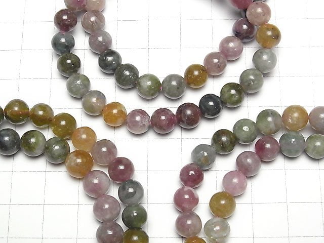 [Video] Multicolor Tourmaline AA+ Round 8mm Bracelet