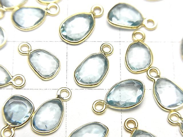 [Video] High Quality Natural Blue Zircon AAA- Bezel Setting Freeform Rose Cut [One Side] 18KGP 5pcs