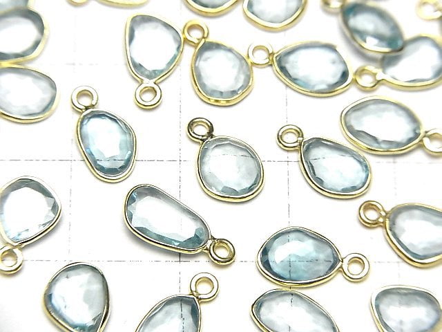 [Video] High Quality Natural Blue Zircon AAA- Bezel Setting Freeform Rose Cut [One Side] 18KGP 5pcs