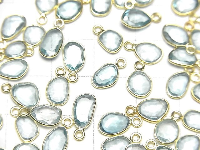 [Video] High Quality Natural Blue Zircon AAA- Bezel Setting Freeform Rose Cut [One Side] 18KGP 5pcs