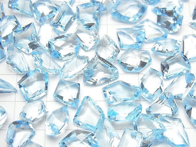 [Video] High Quality Sky Blue Topaz AAA Undrilled Fancy Shape Faceted 2pcs