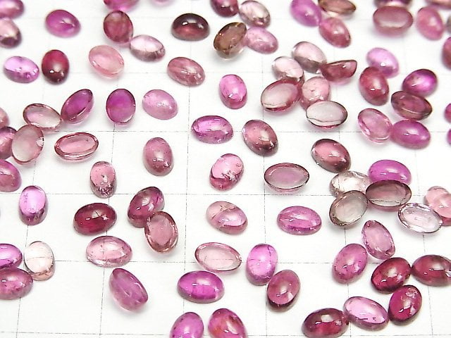 [Video] High Quality Pink Tourmaline AA++ Oval Cabochon 6x4mm 5pcs