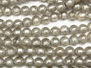 [Video] Lampwork Beads Round 8mm [Silver foil x light black] half or 1strand beads (aprx.10inch/25cm)
