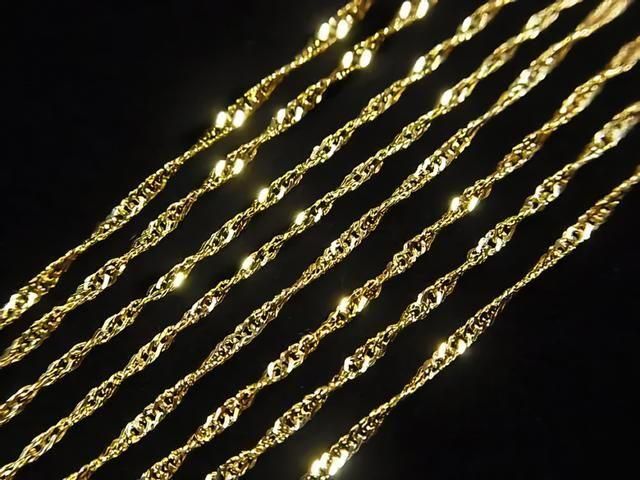 Chaîne gourmette torsadée plate en argent 925 plaqué or 18 carats 1,1 mm [40cm][45cm][50cm][60cm] Collier 1 pièce