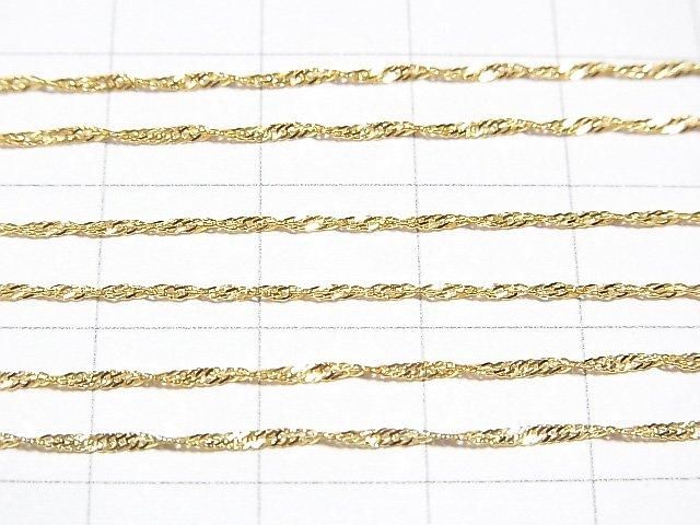 Silver 925 Twist Flat Curb Chain 1.1mm 18KGP [40cm][45cm][50cm][60cm] Necklace 1pc