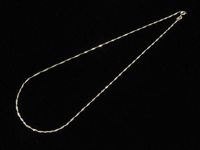 Silver 925 Twist Flat Curb Chain 1.1mm 18KGP [40cm][45cm][50cm][60cm] Necklace 1pc