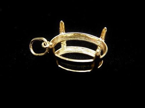 [Video][Japan][K10 Yellow Gold] Pendant Frame (Prong Setting) for Oval Faceted 10x8mm, 1pc
