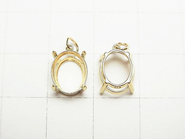 [Video][Japan][K10 Yellow Gold] Pendant Frame (Prong Setting) for Oval Faceted 10x8mm, 1pc
