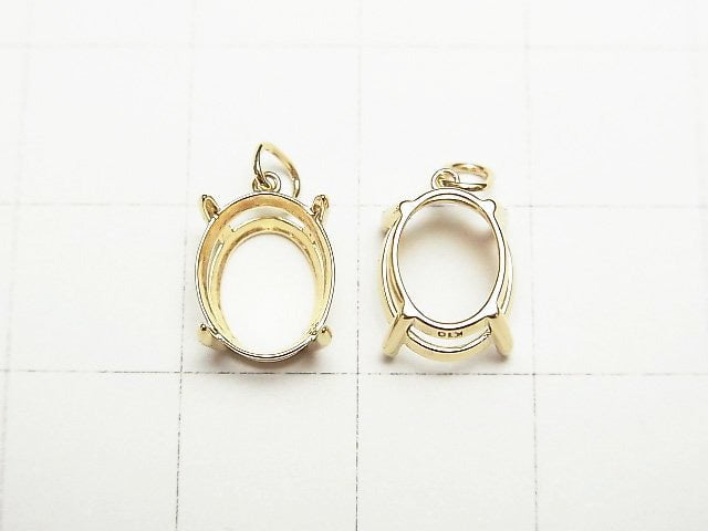 [Video][Japan][K10 Yellow Gold]Pendant Frame (Prong Setting) Oval Faceted 10x8mm 1pc