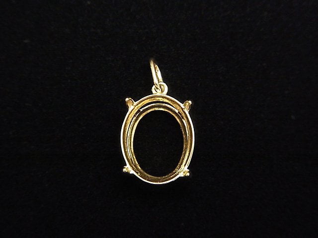 [Video][Japan][K10 Yellow Gold]Pendant Frame (Prong Setting) Oval Faceted 10x8mm 1pc