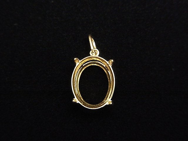 [Video][Japan][K10 Yellow Gold] Pendant Frame (Prong Setting) for Oval Faceted 10x8mm, 1pc