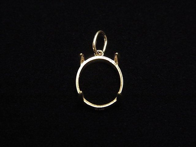 [K10 Yellow Gold] Pendant Frame (Prong Setting) for Oval Cabochon 10x8mm, 1pc [Japan]