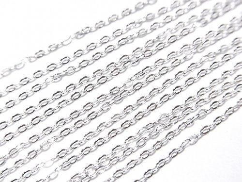 Silver 925 Flat Cable Chain, 1mm wide, 10cm, pure silver finish.