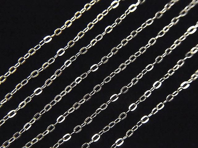 Silver 925 Flat Cable Chain 1mm Rhodium Plated 10cm