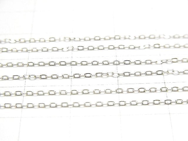 Silver925 Flat Cable Chain 1mm Rhodium Plated 10cm