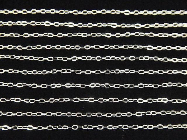 Silver 925 Flat Cable Chain 1mm Rhodium Plated 10cm