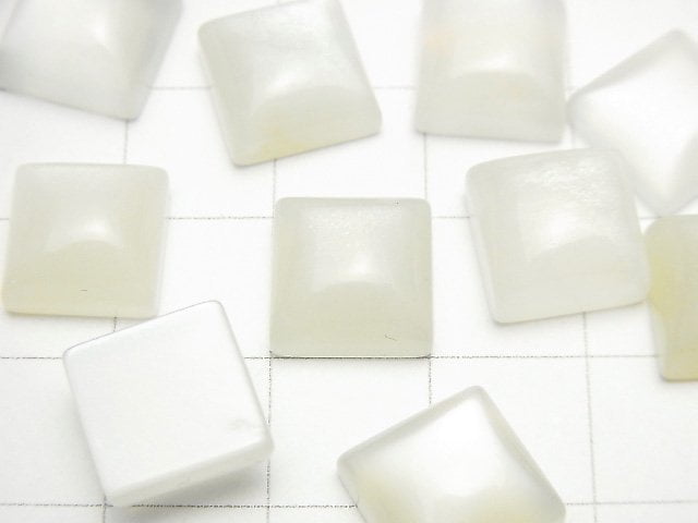 [Video]White Moonstone AAA- Square Cabochon 10x10mm 2pcs