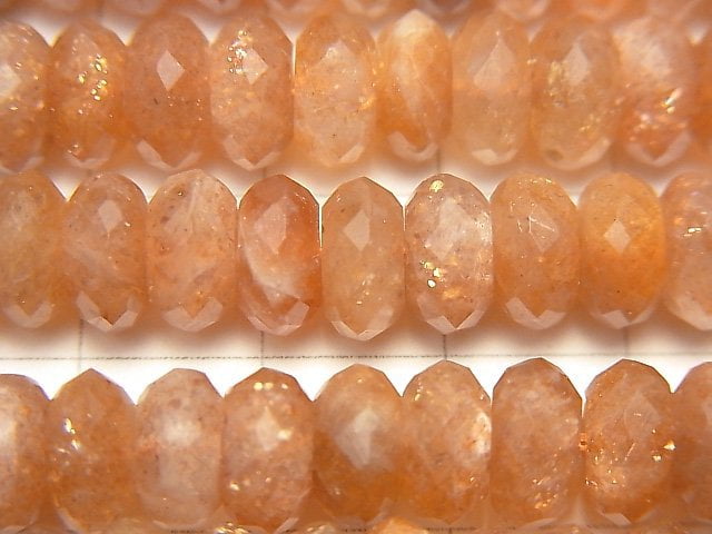 [Video] High Quality! Sunstone AAA- Faceted Button Roundel 8x8x4mm half or 1strand beads (aprx.15inch / 38cm)