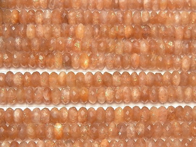 [Video] High Quality! Sunstone AAA- Faceted Button Rondelle 8x8x4mm half or 1strand beads (aprx.15inch / 38cm)