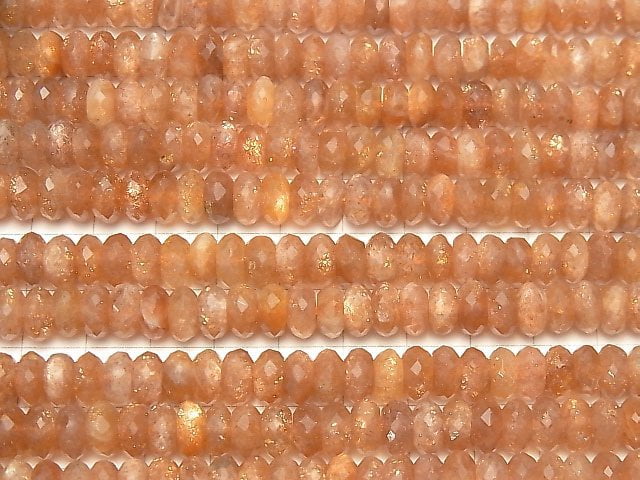 [Video] High Quality! Sunstone AAA- Faceted Button Roundel 8x8x4mm half or 1strand beads (aprx.15inch / 38cm)