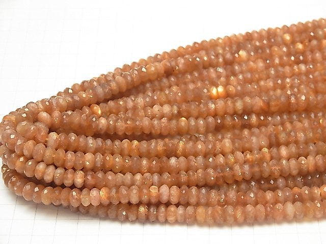 [Video] High Quality! Sunstone AAA- Faceted Button Roundel 8x8x4mm half or 1strand beads (aprx.15inch / 38cm)