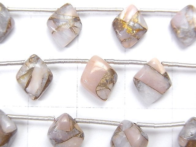 [Video]Copper Pink Opal AAA Diamond 10x8mm 1strand (8pcs )