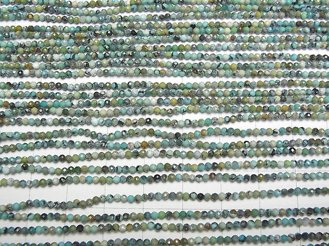 [Video] High Quality! Turquoise AA Faceted Round 2mm 1strand beads (aprx.15inch / 37cm)