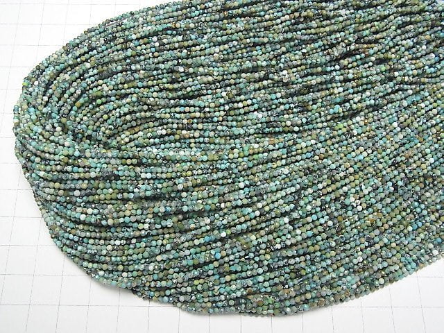 [Video] High Quality! Turquoise AA Faceted Round 2mm 1strand beads (aprx.15inch / 37cm)