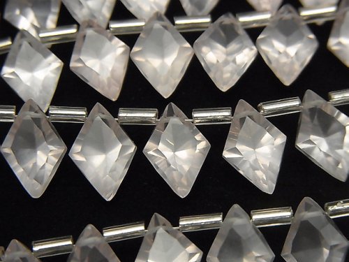 Concave Cut, Diamond, Rose Quartz Gemstone Beads