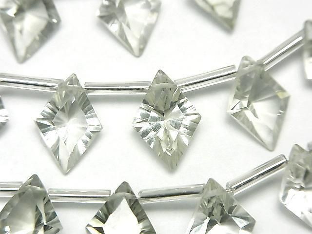 優質綠紫水晶 AAA 鑽石凹面切割 12x8mm 1串珠子 (8顆)