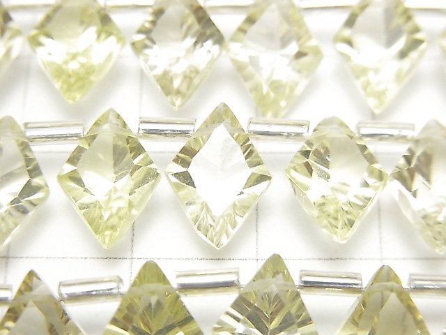 [Video] High Quality Lemon Quartz AAA Diamond Concave Cut 12x8mm 1strand (13pcs)