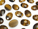 [Video] Yellow Tiger's Eye AAA Oval Faceted Cabochon 30x22mm 1pc