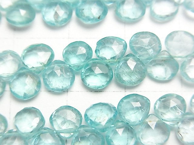 [Video]High Quality Blue Apatite AA++ Chestnut Faceted Briolette Color Gradation half or 1strand beads (aprx.7inch/18cm)