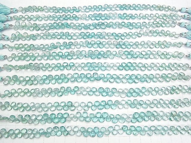 [Video]High Quality Blue Apatite AA++ Chestnut Faceted Briolette Color Gradation half or 1strand beads (aprx.7inch/18cm)