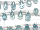 [Video]High Quality Natural Blue Zircon AAA- Drop Faceted Briolette half or 1strand beads (aprx.6inch/16cm)