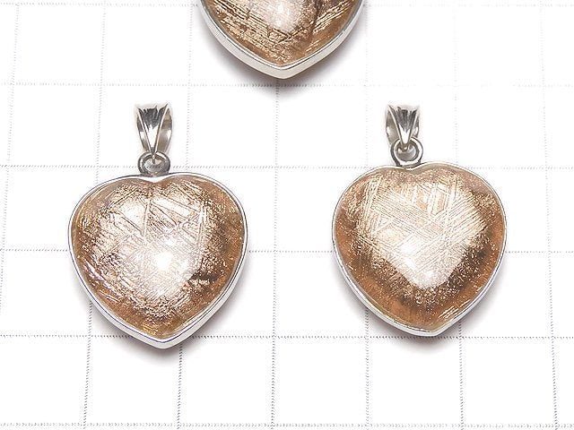 [Video] Meteorite (Muonionalusta) Pendant Heart cut 20x20x9mm Both Side Finish Pink Gold 1pc