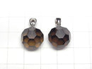 [Video]Smoky Quartz AAA "Bucky Ball" Faceted Round 14mm Pendant Silver925 1pc