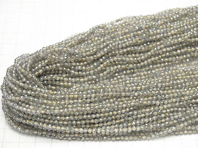 [Video] High Quality! Topaz AAA Faceted Round 3mm Yellow Coating 1strand beads (aprx.15inch / 37cm)