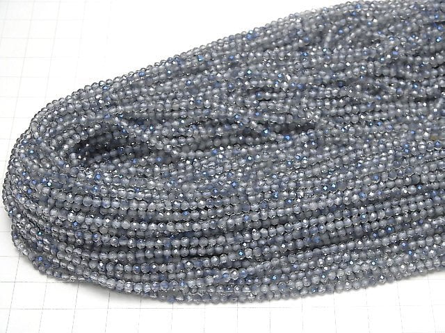 [Video] High Quality! Topaz AAA Faceted Round 3mm Blue Coating 1strand beads (aprx.15inch / 37cm)