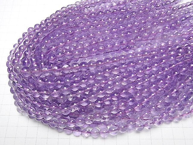 [Video] Light color Amethyst AA++ Round 8mm half or 1strand beads (aprx.15inch/38cm)