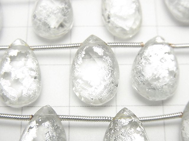 [Video] Triplet Crystal AAA Faceted Pear Shape Silver 1strand beads (aprx.7inch / 18cm)