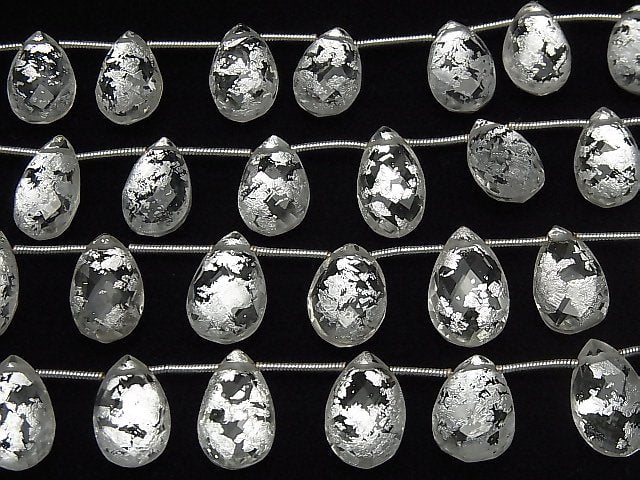 [Video] Triplet Crystal AAA Faceted Pear Shape Silver 1strand beads (aprx.7inch / 18cm)