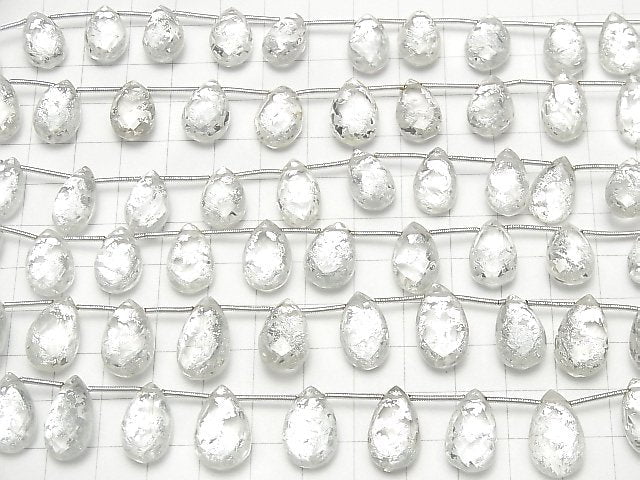 [Video] Triplet Crystal AAA Faceted Pear Shape Silver 1strand beads (aprx.7inch / 18cm)